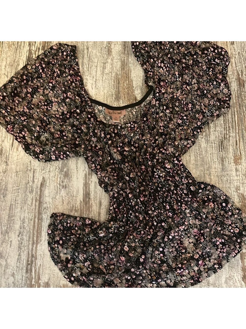Willow Root Mesh Off Shoulder Peplum Top Small - Picture 7 of 7